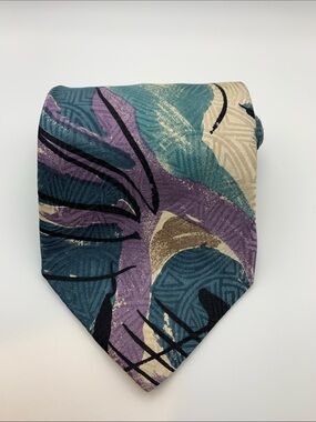 Vintage Mario Valentino Italian Silk Abstract Tie 90s